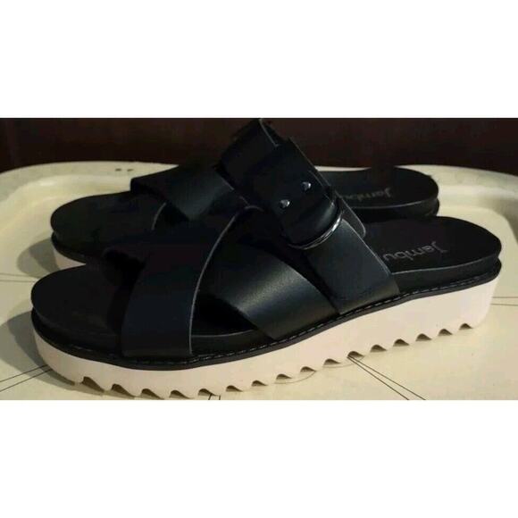 Jambu Frida Platform Slide Sandal Women’s Size 7 Black Contoured Footbed - Picture 1 of 9